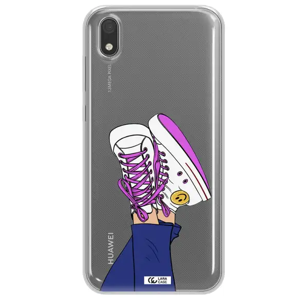 a cartoon of a person's feet with purple shoes Huawei Y5 2019 Clear TPU Case