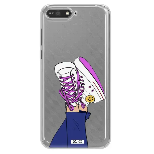 a cartoon of a person's feet with purple shoes Huawei Y6 2018 Clear TPU Case