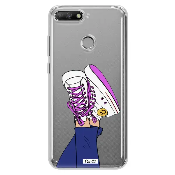 a cartoon of a person's feet with purple shoes Huawei Y6 Prime 2018 Clear TPU Case