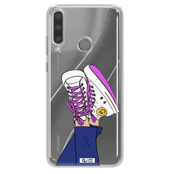 a cartoon of a person's feet with purple shoes Huawei Y6P Clear TPU Case