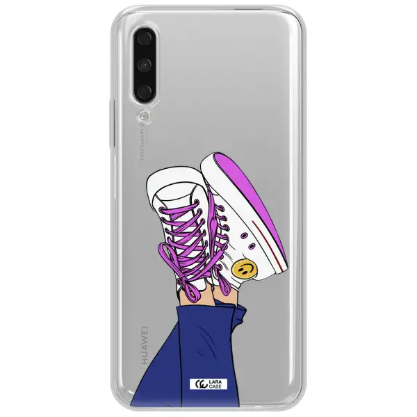 A Cartoon Of A Person's Feet With Purple Shoes Huawei Y9S Clear Tpu Case