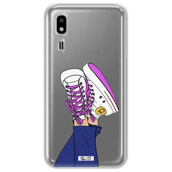 a cartoon of a person's feet with purple shoes Samsung A2 Core Clear TPU Case