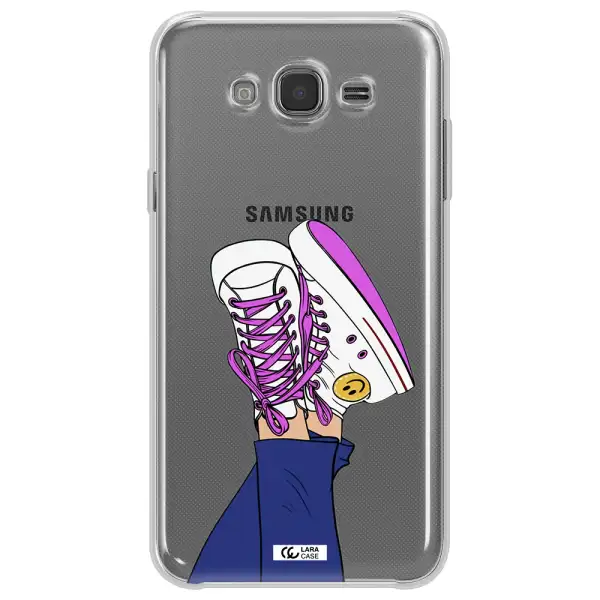 a cartoon of a person's feet with purple shoes Samsung J7 2015 Clear TPU Case