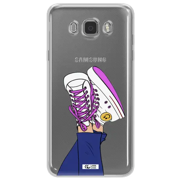 a cartoon of a person's feet with purple shoes Samsung J7 2016 Clear TPU Case