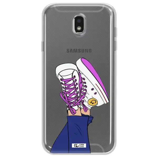 a cartoon of a person's feet with purple shoes Samsung J7 Pro Clear TPU Case
