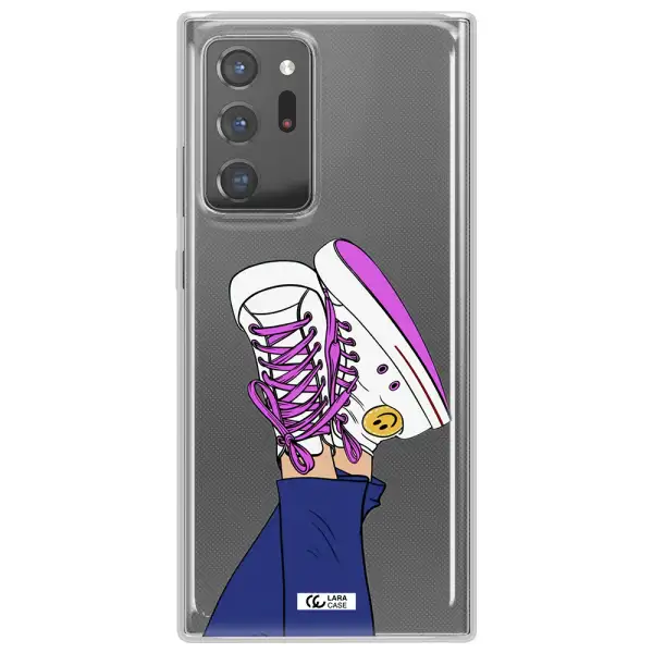 a cartoon of a person's feet with purple shoes Samsung Note 20 Ultra Clear TPU Case