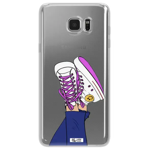 a cartoon of a person's feet with purple shoes Samsung Note 5 Clear TPU Case