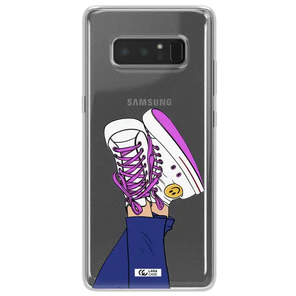 a cartoon of a person's feet with purple shoes Samsung Note 8 Clear TPU Case