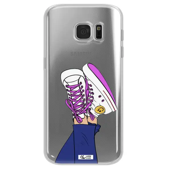 a cartoon of a person's feet with purple shoes Samsung S 7 Clear TPU Case