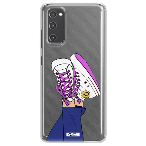 a cartoon of a person's feet with purple shoes Samsung S20 Fe Clear TPU Case