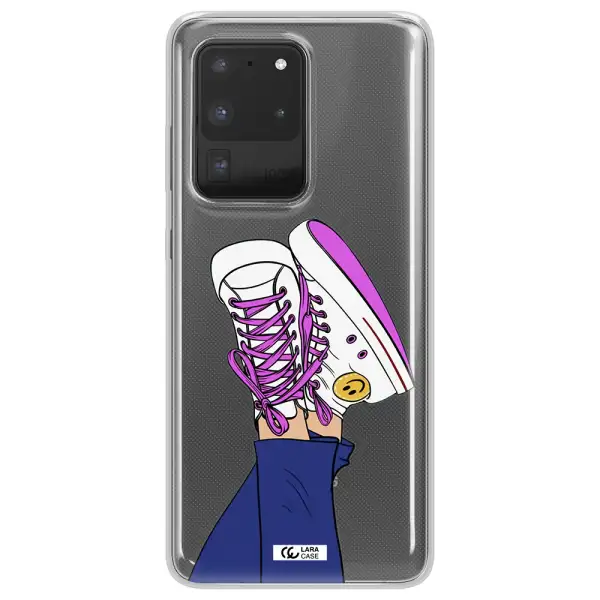 a cartoon of a person's feet with purple shoes Samsung S20 Ultra Clear TPU Case