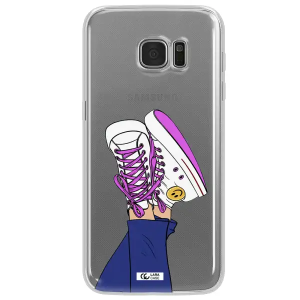 a cartoon of a person's feet with purple shoes Samsung S7 Edge Clear TPU Case