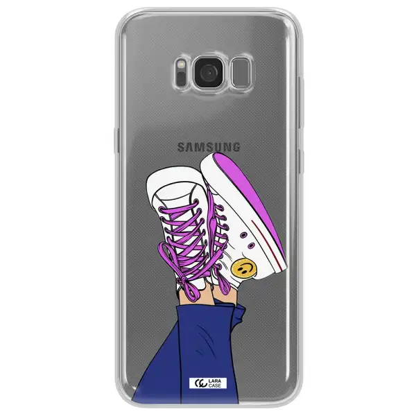 a cartoon of a person's feet with purple shoes Samsung S8 Clear TPU Case