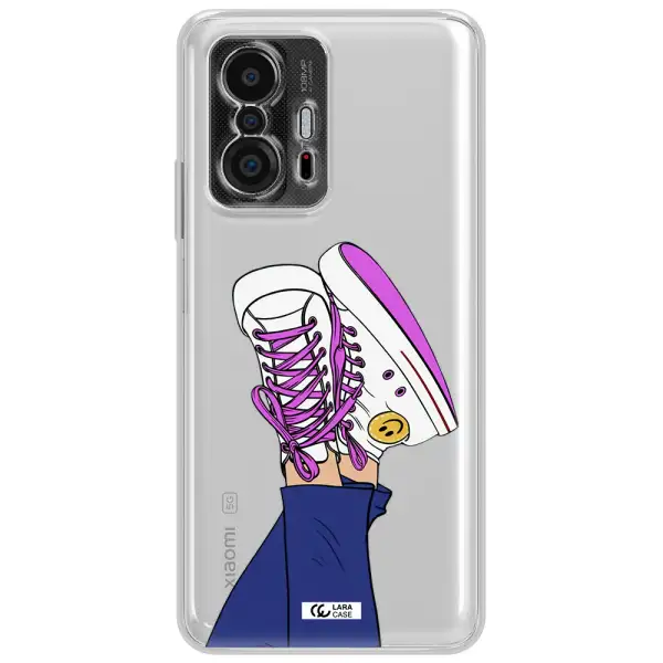 A Cartoon Of A Person's Feet With Purple Shoes Xiaomi 11T Clear Tpu Case