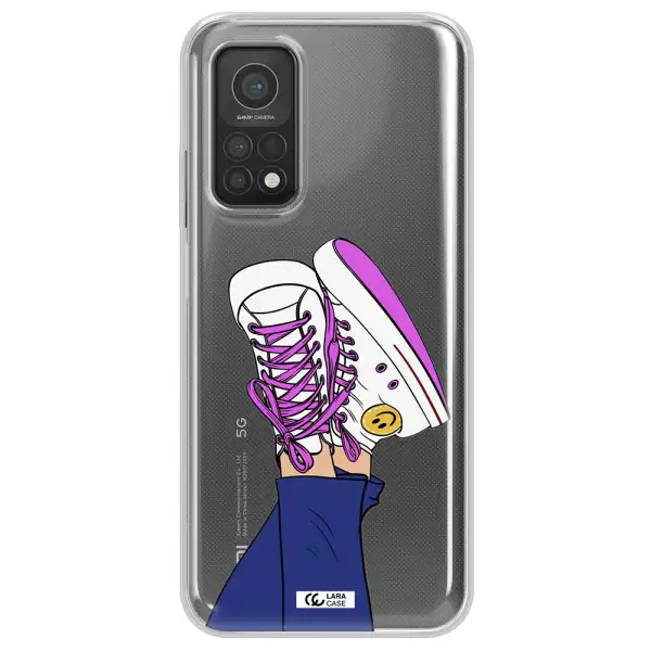 a cartoon of a person's feet with purple shoes Xiaomi Mi 10T Clear TPU Case