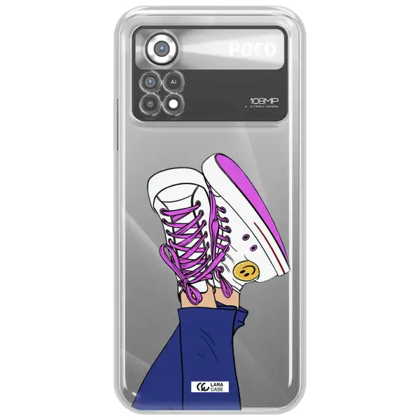 a cartoon of a person's feet with purple shoes Xiaomi Poco X4 Pro Clear TPU Case