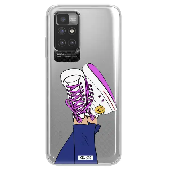 a cartoon of a person's feet with purple shoes Xiaomi Redmi 10 Clear TPU Case