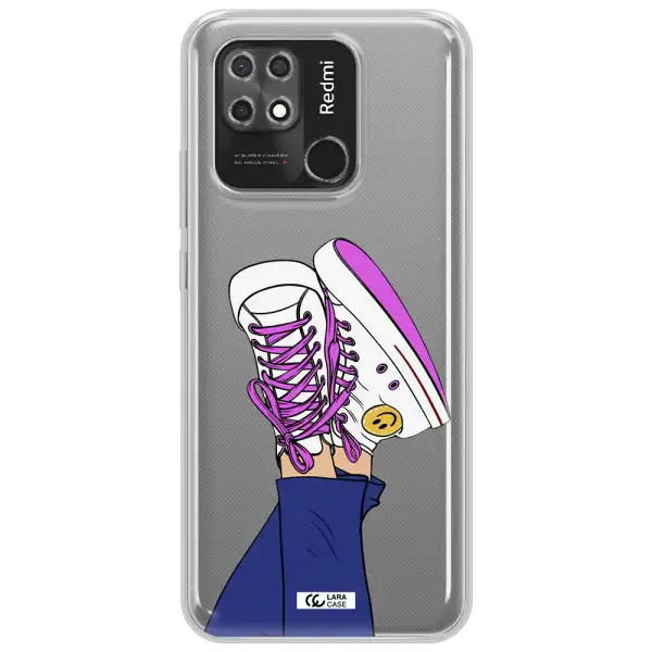 a cartoon of a person's feet with purple shoes Xiaomi Redmi 10C Clear TPU Case