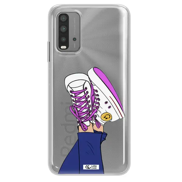 a cartoon of a person's feet with purple shoes Xiaomi Redmi 9T Clear TPU Case