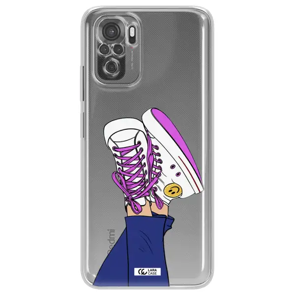 A Cartoon Of A Person's Feet With Purple Shoes Xiaomi Redmi Note 10S Clear Tpu Case