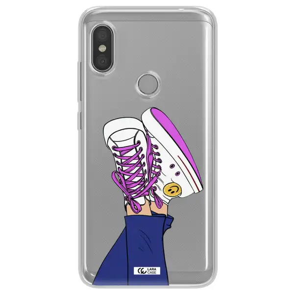 a cartoon of a person's feet with purple shoes Xiaomi Redmi Note 6 Pro Clear TPU Case