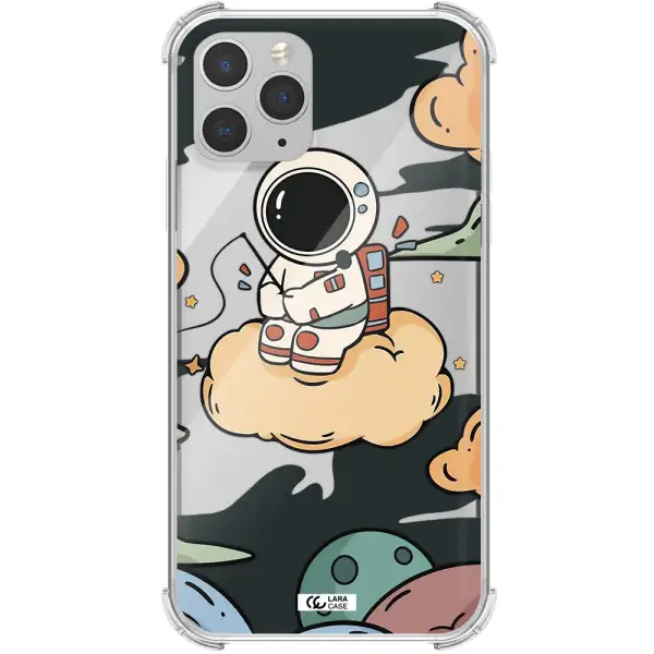 a cartoon astronaut sitting on a cloud Apple iPhone 11 pro max Clear PC Case