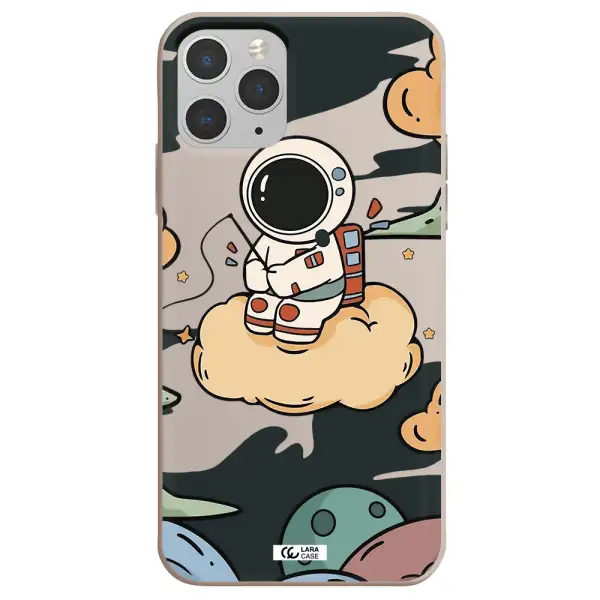 a cartoon astronaut sitting on a cloud Apple iPhone 11 pro Silicone Stone Case