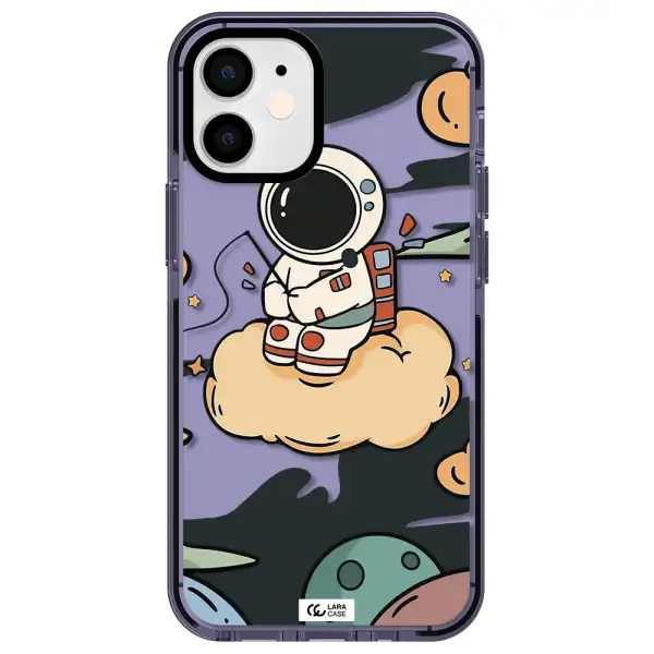 a cartoon astronaut sitting on a cloud Apple iPhone 12 mini impact Lilac Case