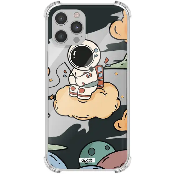 a cartoon astronaut sitting on a cloud Apple iPhone 12 pro max Clear PC Case