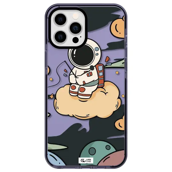 a cartoon astronaut sitting on a cloud Apple iPhone 12 pro max impact Lilac Case