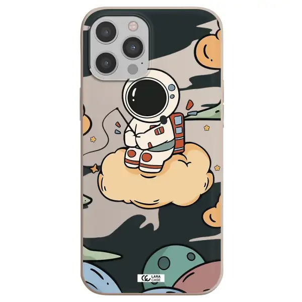a cartoon astronaut sitting on a cloud Apple iPhone 12 pro max Silicone Stone Case