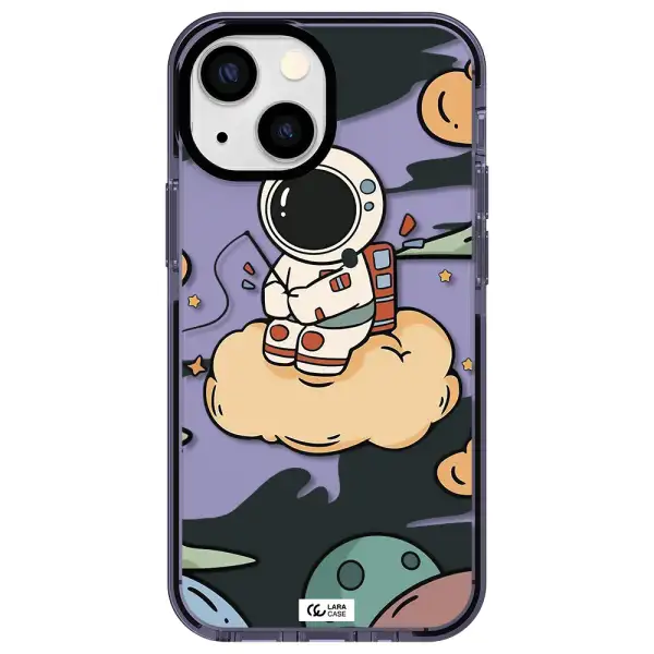 a cartoon astronaut sitting on a cloud Apple iPhone 15 impact Lilac Case