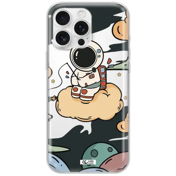 A Cartoon Astronaut Sitting On A Cloud Apple Iphone 16 Pro Max Clear Tpu Case