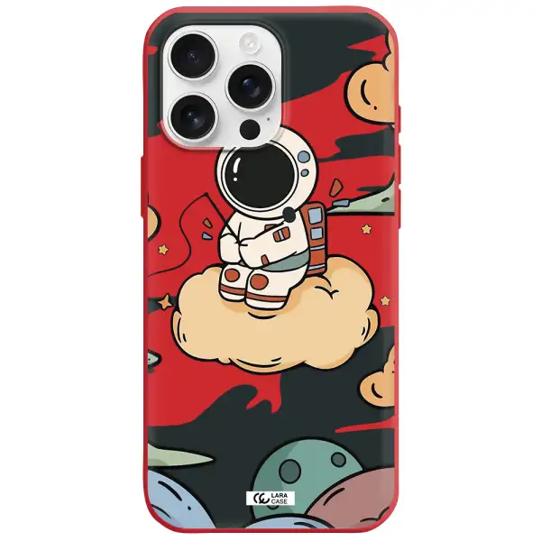 A Cartoon Astronaut Sitting On A Cloud Apple Iphone 16 Pro Max Silicone Stone Case