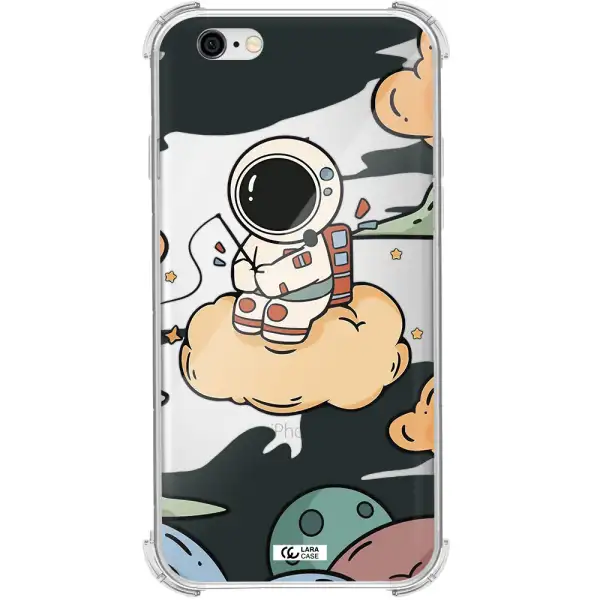 a cartoon astronaut sitting on a cloud Apple iPhone 6 Clear PC Case