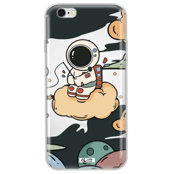 a cartoon astronaut sitting on a cloud Apple iPhone 6 Clear TPU Case