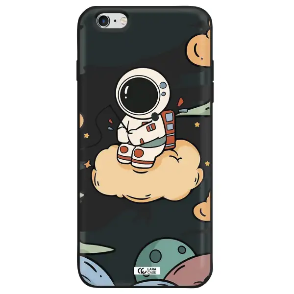 a cartoon astronaut sitting on a cloud Apple iPhone 6 s plus Silicone black Case