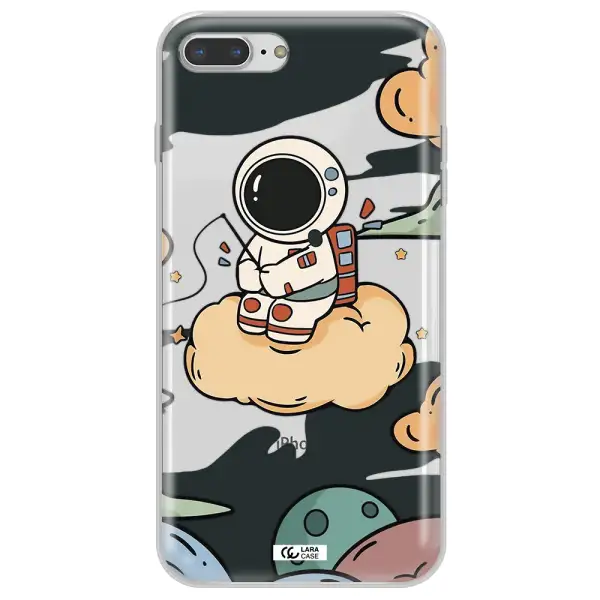 a cartoon astronaut sitting on a cloud Apple iPhone 8 plus Clear TPU Case