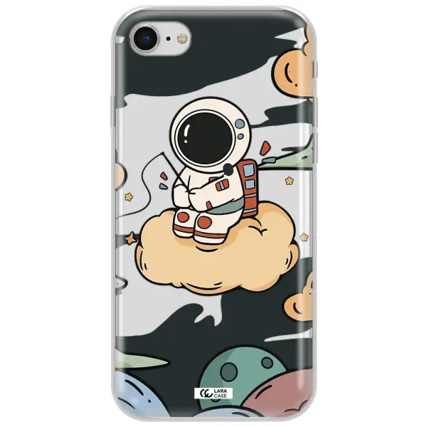 A Cartoon Astronaut Sitting On A Cloud Apple Iphone Se 2020 Clear Tpu Case