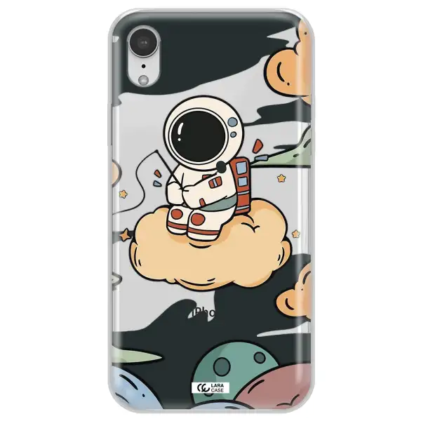 a cartoon astronaut sitting on a cloud Apple iPhone XR Clear TPU Case