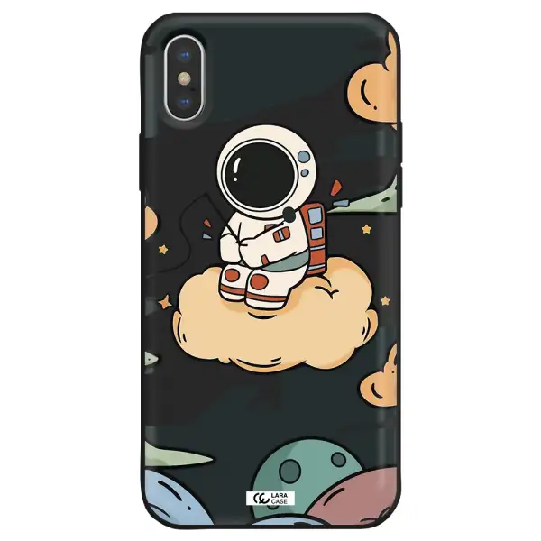 a cartoon astronaut sitting on a cloud Apple iPhone XS max Silicone black Case