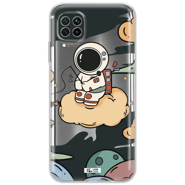 A Cartoon Astronaut Sitting On A Cloud Huawei Nova 7I Clear Tpu Case