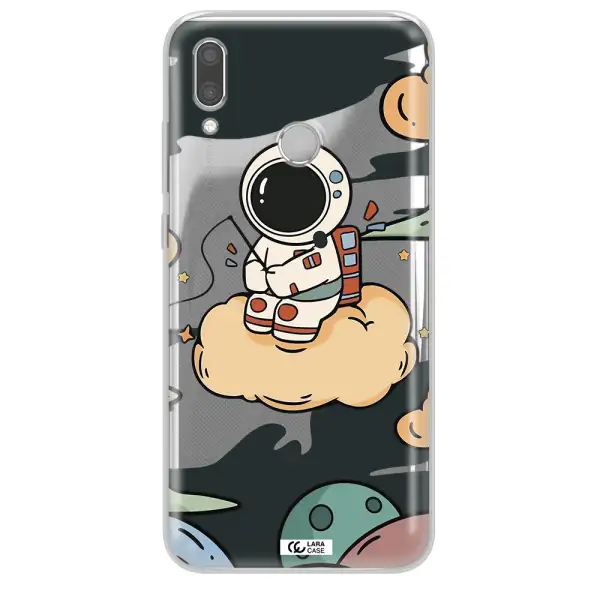 a cartoon astronaut sitting on a cloud Huawei P Smart 2019 Clear TPU Case