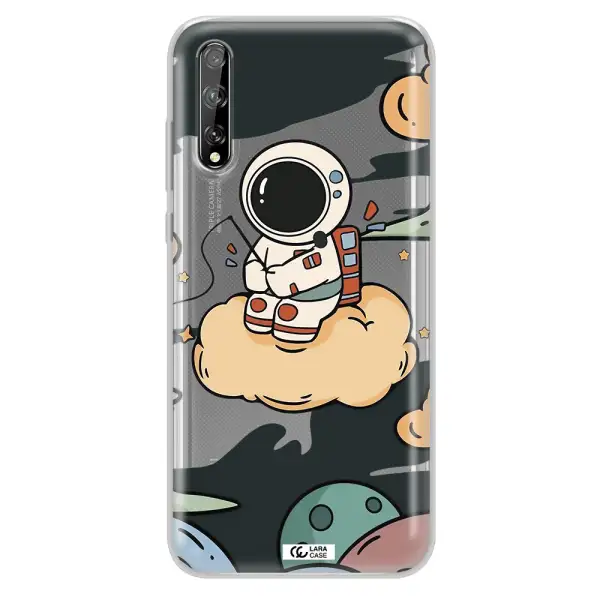 a cartoon astronaut sitting on a cloud Huawei P Smart S Clear TPU Case