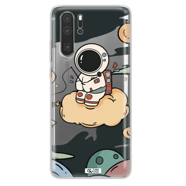 a cartoon astronaut sitting on a cloud Huawei P30 Pro Clear TPU Case