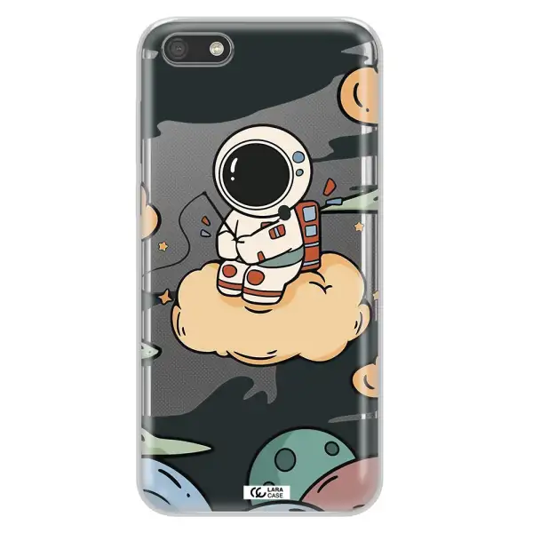 a cartoon astronaut sitting on a cloud Huawei Y5 2018 Clear TPU Case
