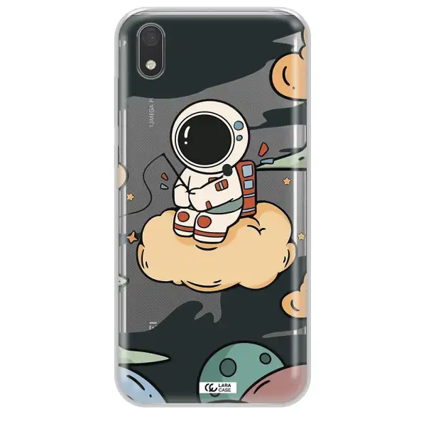 a cartoon astronaut sitting on a cloud Huawei Y5 2019 Clear TPU Case
