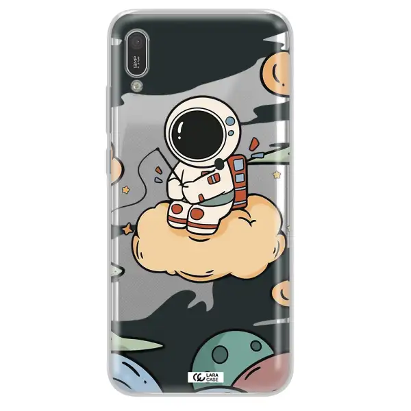 a cartoon astronaut sitting on a cloud Huawei Y6 Pro 2019 Clear TPU Case