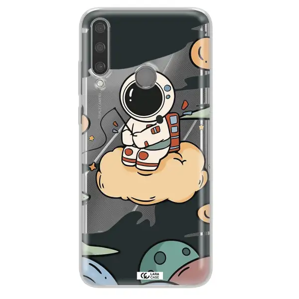 a cartoon astronaut sitting on a cloud Huawei Y6P Clear TPU Case