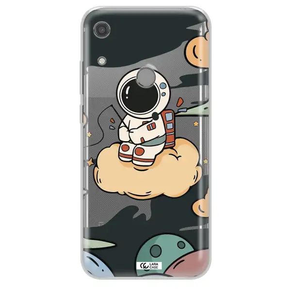a cartoon astronaut sitting on a cloud Huawei Y6S Clear TPU Case